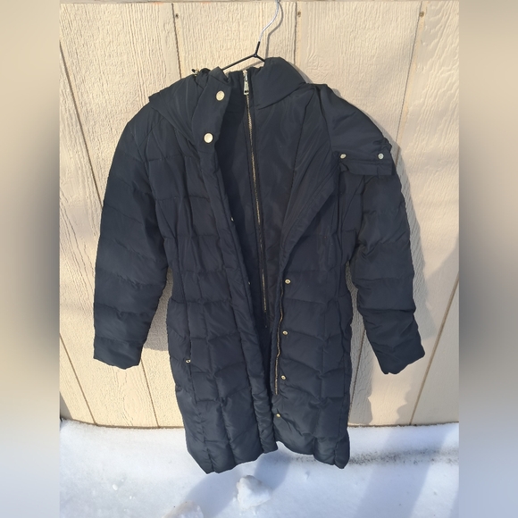 Cole Haan Signature Black Quilted Down Puffet Coat Jacket Gold Hardware S/P - Picture 3 of 16